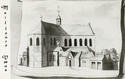 603342 Gezicht op de Pieterskerk te Utrecht, uit het noordwesten.